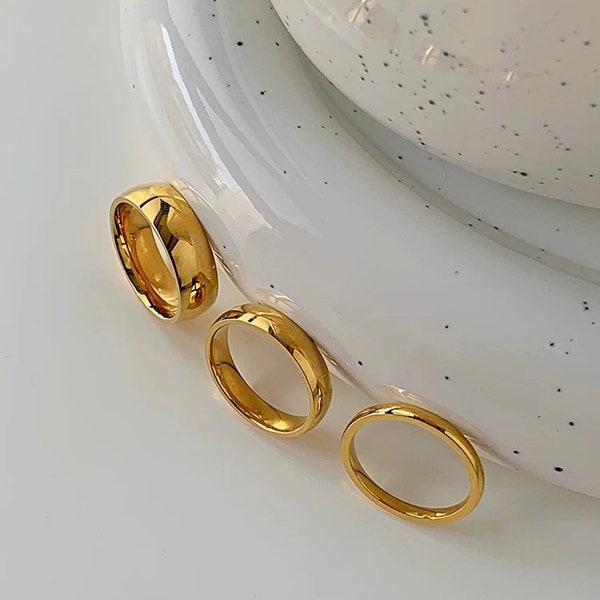 18K Gold Band Rings,Plain Band Rings ,Delicate Simple ring, Gold Stackable ring, Layering ring Ring,Gold Band Ring,Wedding Band