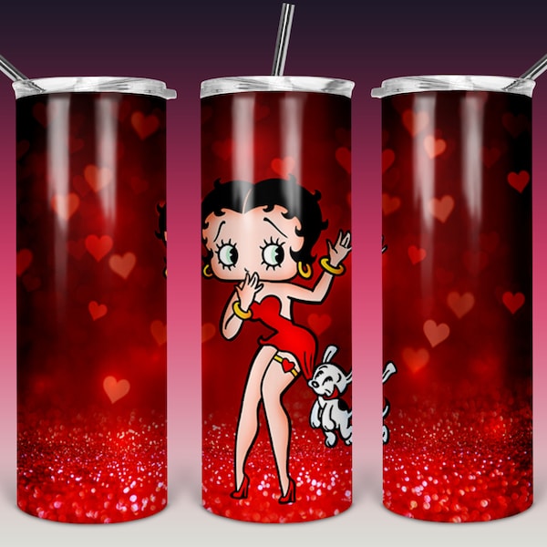 Betty Boop Valentines 20oz Full Wrap Tumbler PNG Design