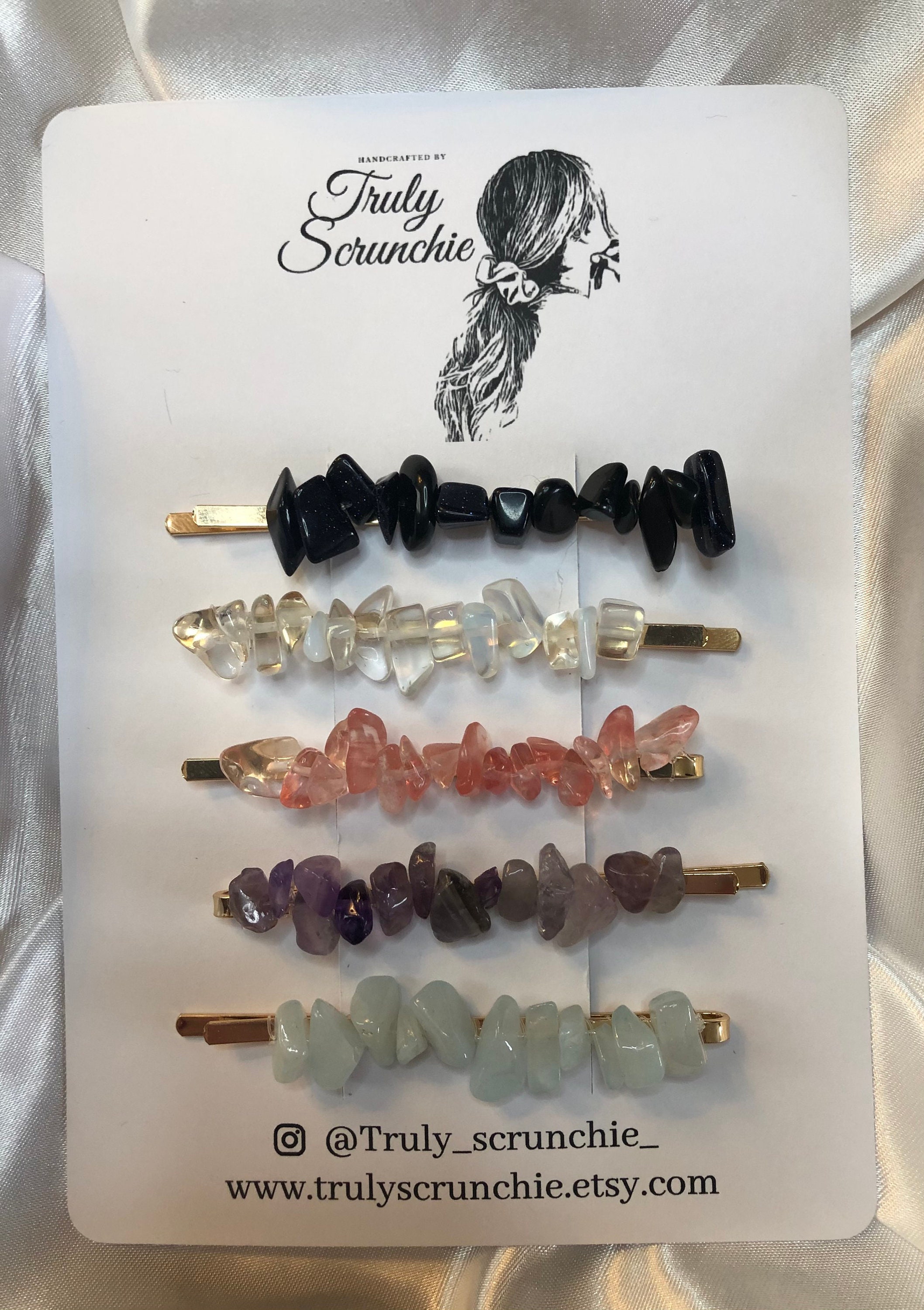 Crystal Hair Clips Set of 5 Gemstones Hair accessories Etsy