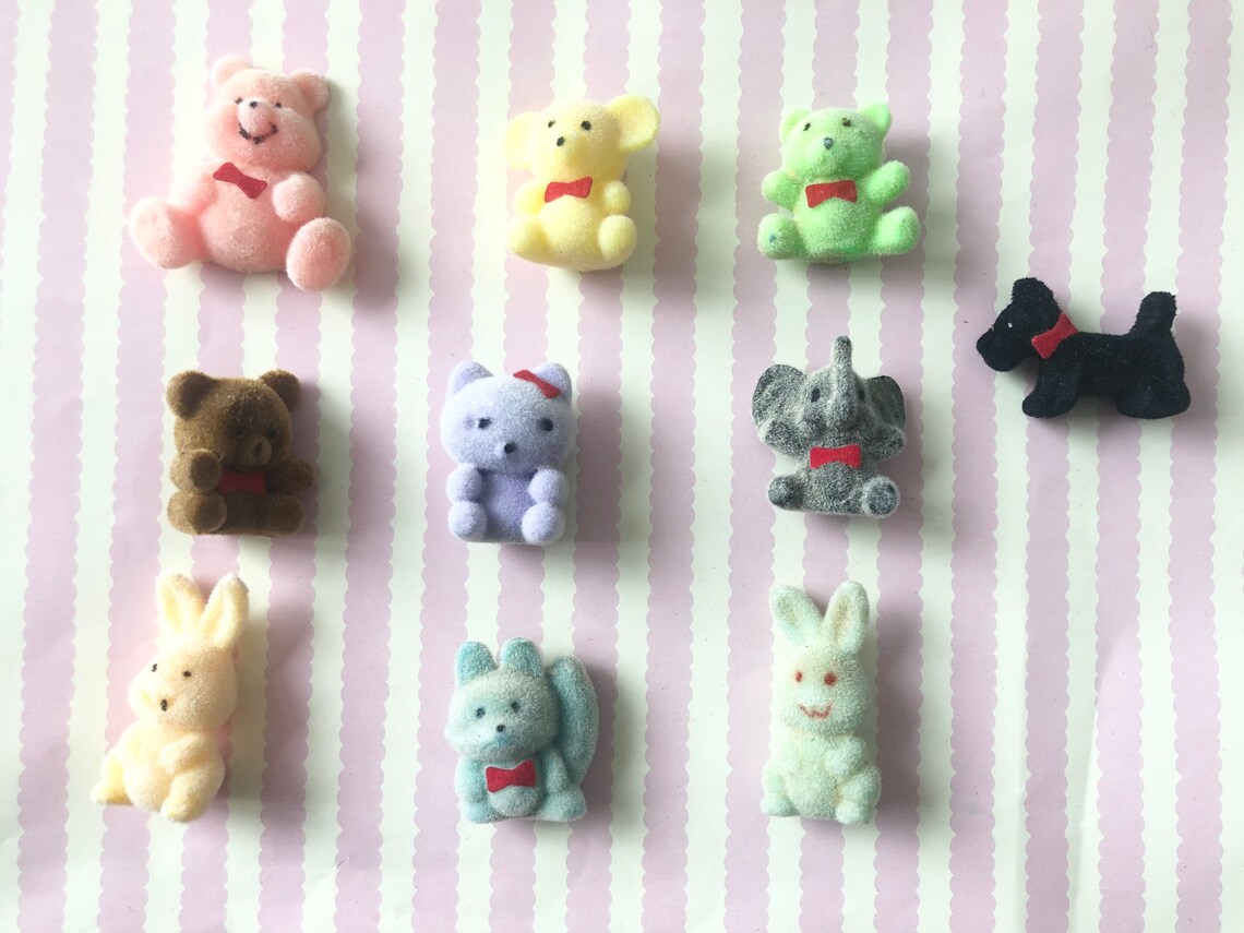 Small velvet figurines animals Vintage 80s Etsy