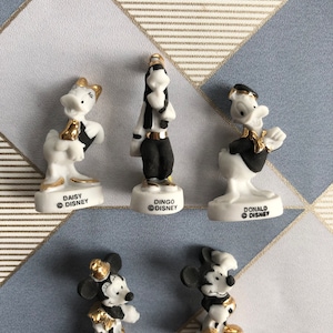 French beans - Disney Minnie Mickey Gold black & white miniature figurines