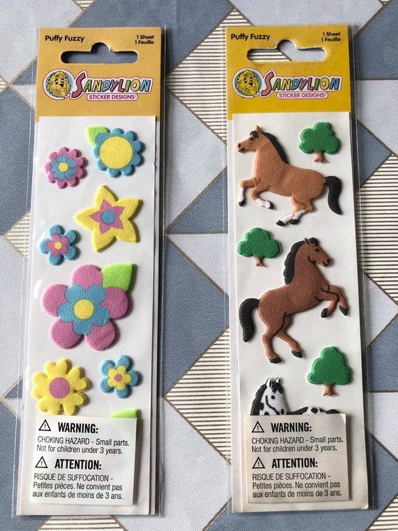 Sandylion Puffy Fuzzy Horse & Flower Stickers