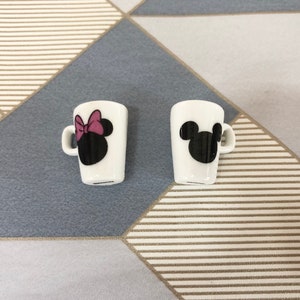French Beans - Miniature Disney Minnie Mickey Figurines Mug Cups