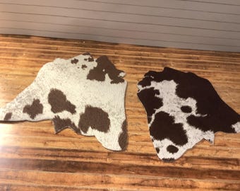 Miniature/Dollhouse Brown and White Faux Cowhide Rug in Two Sizes