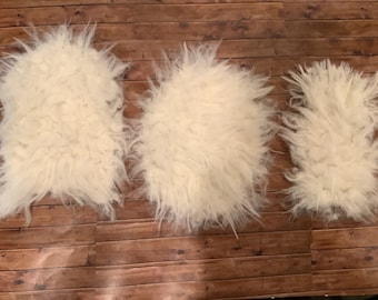Miniature/Dollhouse Ivory Faux Sheepskin Flokati Rug or Throw in Three Shapes and Sizes