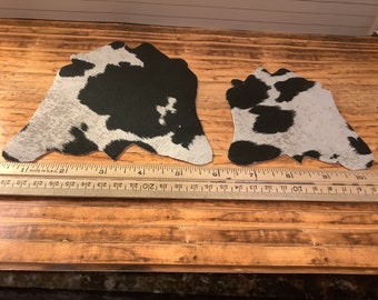 Miniature/Dollhouse Black and White Faux Cowhide Rug in Two Sizes