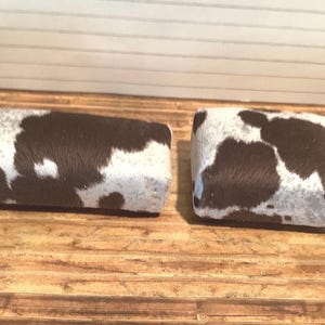Miniature/Dollhouse Brown Faux Cowhide  Ottoman/Bench in Two Sizes
