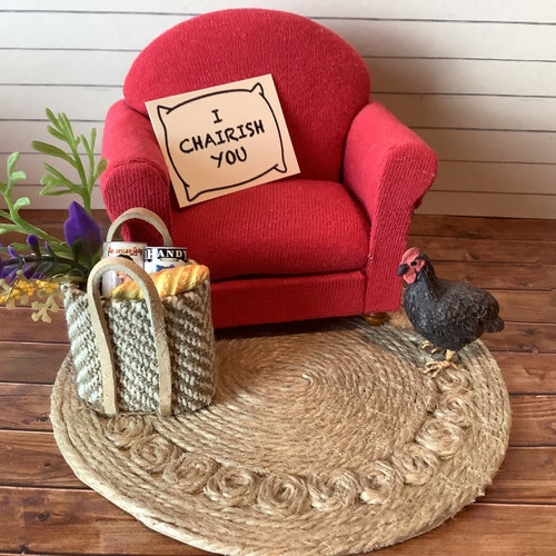 ミニチュア/ドールハウス モダンなブルーデニムソファ（オプションの枕