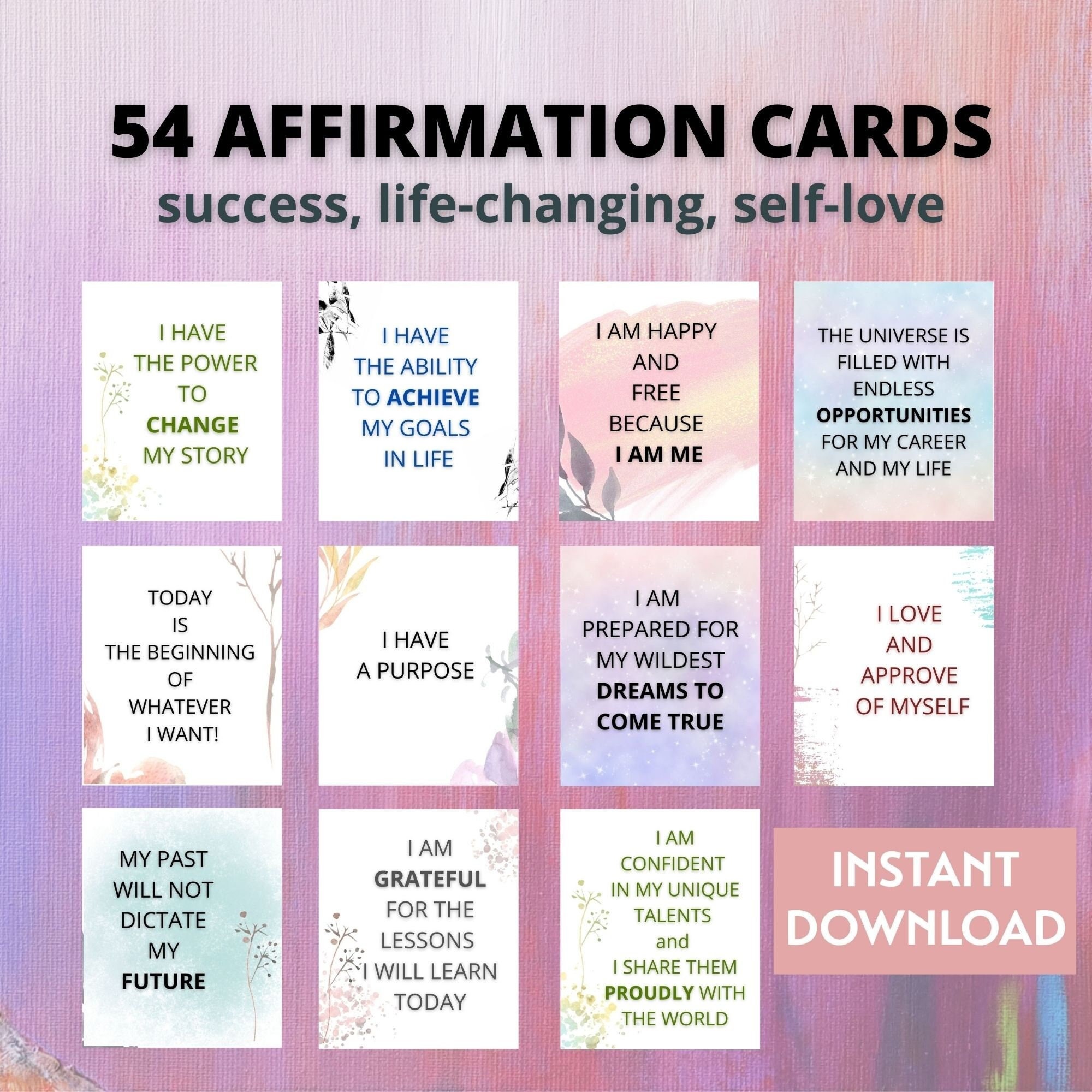 Positive Affirmation Card Deck Manifestation Cards Self Care Etsy