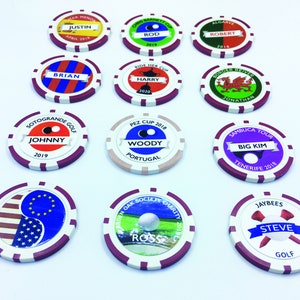 Personalised Poker Chip Golf Ball Markers - Various Quantities