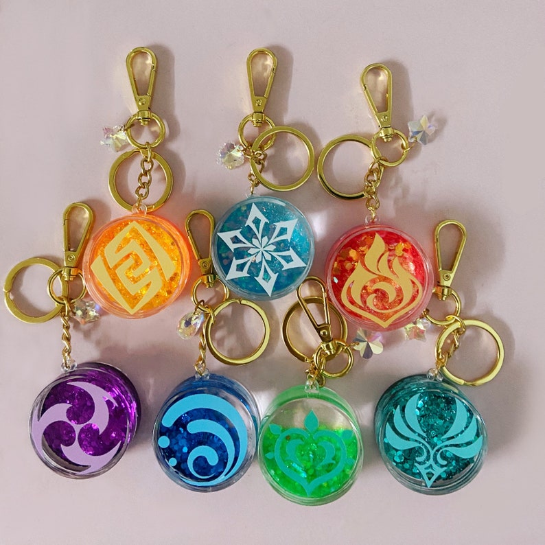 Genshin Impact Vision Keychain Accessories Elemental Etsy