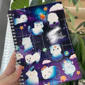 Reusable Sticker Book | Galaxy Cats Inspired | Sticker Collection Book | 6x8 Book with 50 pages | Stationary