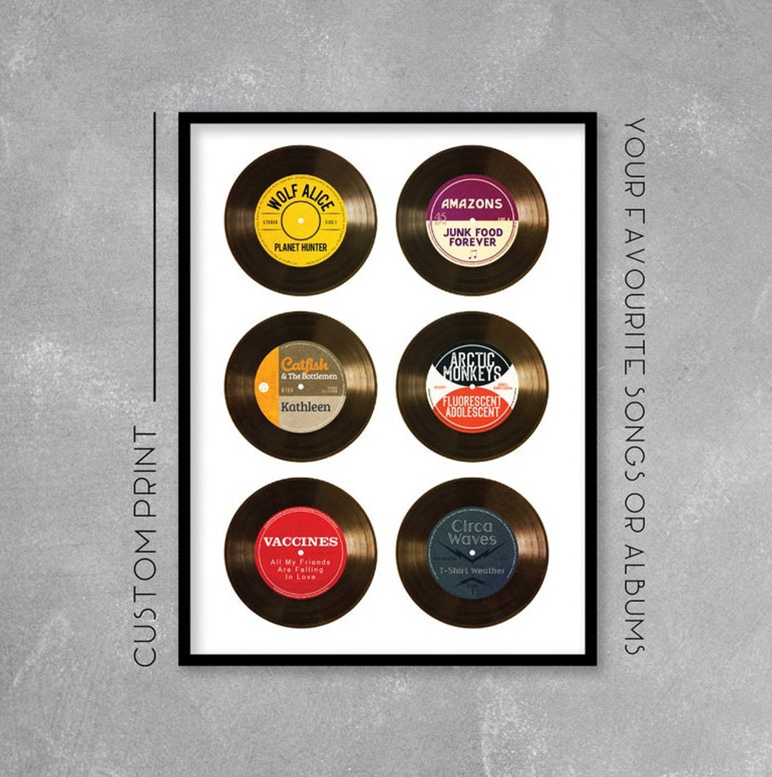 Personalised Vinyl Record Print Poster Add your favourite Etsy