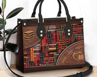 Vintage Book Leather Bag, Read Book Leather Handbag,Book Crossbody Bag, Customized Leather bag,Shoulder Handbag,Handmade Bag, Book Lover Bag