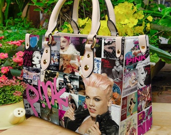 P!nk Handbag, Music Leather Handbag, Singer leather handbag, P!nk Woman Handbag, Pink Summer Carnival Women Handbag, Custom Leather Bag