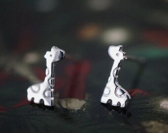 sterling silver giraffe earrings