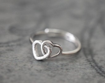 Sterling Silver Tiny Sweet Heart Irregular Adjustable Ring | Etsy