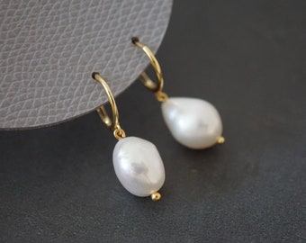 Gold Pearl Earrings - Etsy