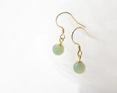 Natural Jade Hook Earrings - Gold Plated 925 Sterling Silver Earring,Vintage Dangle Drop Earrings,Sweety Design Earrings B419
