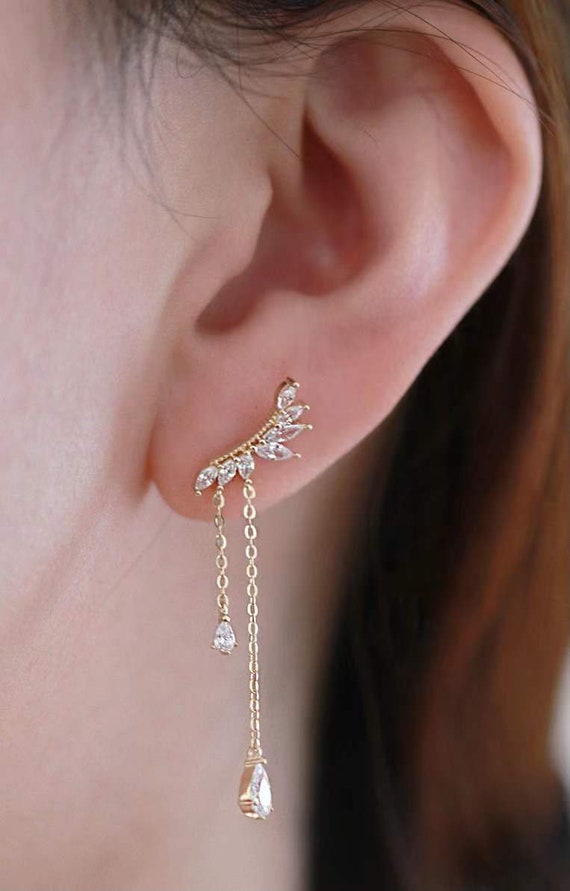 Ohrstecker Ohrring Engelsflügel 2 Flügel mit Kristall weiß 925 Sterling Silber Ohrstecker Ohrring Engelsflügel 2 Flügel mit Kristall weiß 925 Sterling Silber