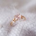 Natural Rose Quartz Ring - 18K Gold Vermeil Ring, Adjustable Pink Crystal 925 Silver Ring, Olive Promise Birthstone Ring *R117 