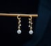 14K Gold Plated 925 Silver Crescent Moon with CZ Stars Earrings, Pearl Dangle & Drop Earrings, Pearls Tassel Stud Wedding Earrings *B449 