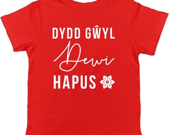 Feliz Día de San David en galés Color Niños Niñas Niños para Niños Camiseta