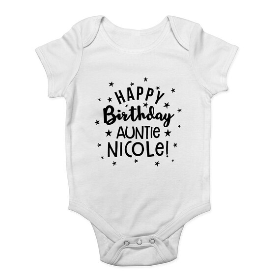 Personalised Happy Birthday Auntie Baby Boys Girls Baby Grow Etsy