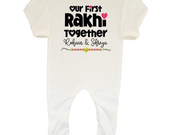Personalised First Rakhi Together Baby Romper Raksha Bandhan Hindu Keepsake Gift