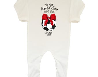 Personalised Baby Romper: My First World Cup England 2026 Football Outfit