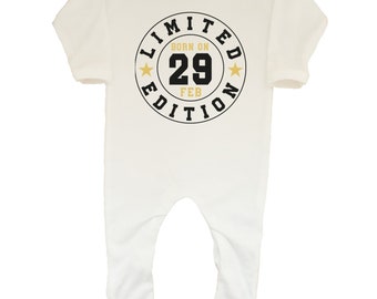 Limited Edition Born 29th February Leap Year Baby Boys Girls Romper Sleepsuit Outfit