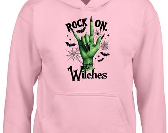 Halloween Kids Hooded Top Rock On Witches Witch Outfit Children’s Clothing Spooky Gift