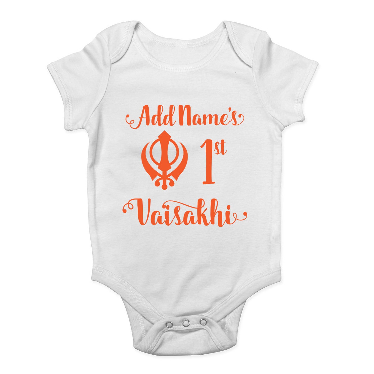 Personalised First Vaisakhi Baby Grow – Cotton Sikh Bodysuit Outfit