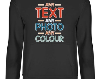 Sudadera con capucha de algodón unisex personalizada para adultos, hombres y mujeres, con logotipo, texto o imagen personalizados.