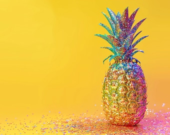 Glitter Pineapple Glass Chopping Board Tempered Kitchen Worktop Saver Tropical Decor 39x28cm