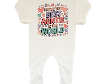 I Have Best Auntie World Baby Romper Sleepsuit Outfit Love Hearts Gift Keepsake