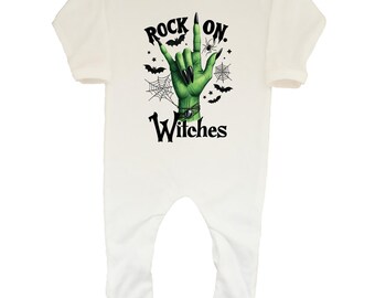 Rock On Witches Baby Romper Halloween Witch Outfit Baby Gift Present