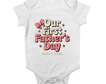 Personalised Our First Father's Day Daddy & Olivia Baby Girls Vest Short/Long Sleeve Outfit