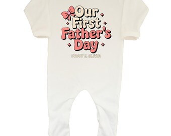 Our First Father's Day Personalised Daddy & Olivia Baby Girls Romper Sleepsuit Outfit