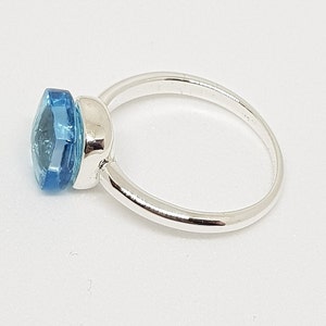 Different Cut Blue Topaz 925 Silver Ring 'Ring For November 'Birthday Gift ' Ring For Her 'Topaz silver Ring 'Topaz Ring' Gift  For November