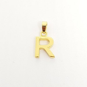 Colgante hecho a mano con el alfabeto R en plata maciza y micrones de oro macizo. Colgante R. Regalo de cumpleaños. Regalo para ella. Regalo para él. Regalo para uno mismo.