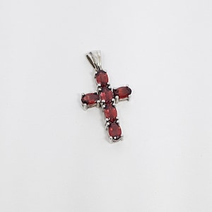Garnet Cross 925 Silver Pendant &#39;Beautiful Garnet Pendant&#39; Best Cross Necklace&#39; Christmas Best Gift&#39; Handmade jewelry&#39; Gift For Her & Him