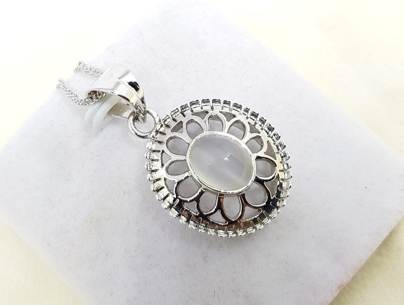 Natural Moon Stone 925 Silver Pendant June Birthday Stone Pendant Handmade Moon Stone Silver Necklace Beautiful Work Pendant Christmas Gift