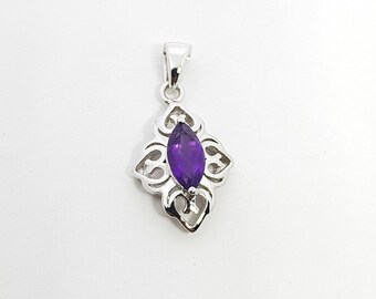 Natural Amethyst 925 Silver Pendant' Handmade Pendant ' Amethyst Silver Necklace' Gift For February ' Birthday Gift ' Gift For Her