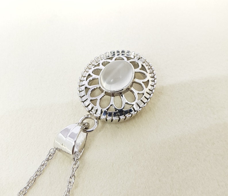 Natural Moon Stone 925 Silver Pendant June Birthday Stone Pendant Handmade Moon Stone Silver Necklace Beautiful Work Pendant Christmas Gift
