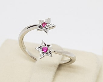 Natuurlijke robijn 925 sterlingzilveren ring 'Verjaardagscadeau voor juli' Ruby Ring' Cadeau voor haar ' Ruby Silver Ring ' Ruby handgemaakte zilveren ring