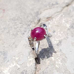 Natural Ruby & Diamond 925 Silver Ring' Gift For Her ' Ring For Her ' Birthday Gift ' Gift For July ' Handmade Ruby Silver Ring ' Ruby Ring