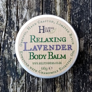 Organic Lavender Body Balm, Relaxing Lavender Calming Balm,  60g