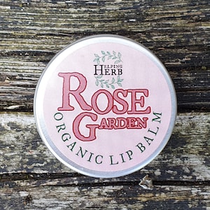 Rose Garden Organic Natural Handmade Lip Balm Naturally. Plastic Free, Zero Waste, Chapstick, Lipbalm, Lip Salve, Bees Wax,  Skincare