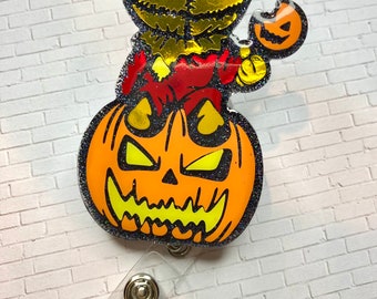 Horror badge reel , Halloween badge reel ,trick  or treat/ ready to ship